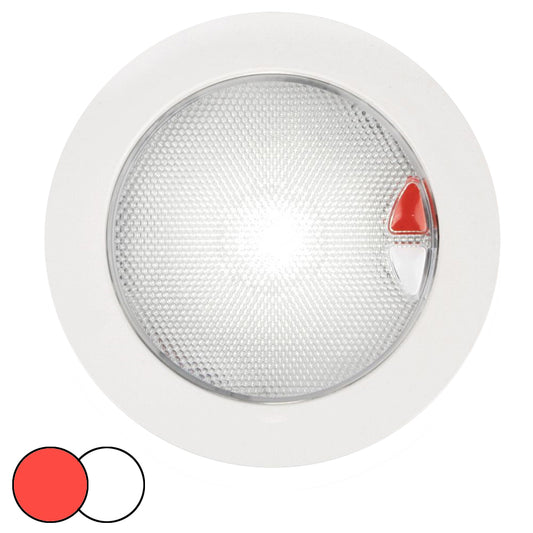 HELLA MARINE EUROLED 150 RECESSED SURFACE MOUNT TOUCH LAMP - RED/WHITE LED - WHITE PLASTIC RIM