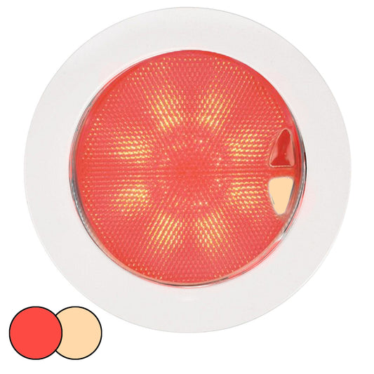 HELLA MARINE EUROLED 150 RECESSED SURFACE MOUNT TOUCH LAMP - RED/WARM WHITE LED - WHITE PLASTIC RIM
