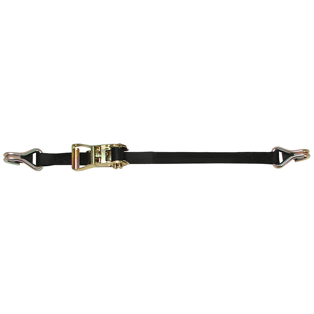 CARGOBUCKLE RATCHET STRAP TIE-DOWN W/DOUBLE J-HOOKS &AMP; KEEPER - 1" X 12&#39;