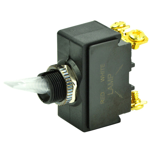 BEP SPST LIGHTED TOGGLE SWITCH - RED LED - 12V - #6-32 TERMINAL - ON/OFF