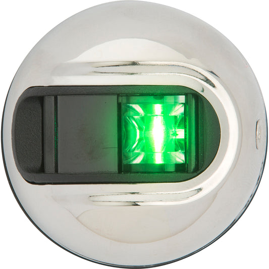 ATTWOOD LIGHTARMOR VERTICAL SURFACE MOUNT NAVIGATION LIGHT - STARBOARD (GREEN) - STAINLESS STEEL - 2NM