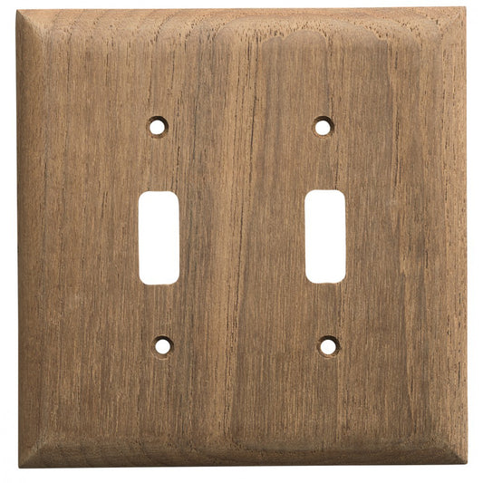 WHITECAP TEAK 2-TOGGLE SWITCH/RECEPTACLE COVER PLATE