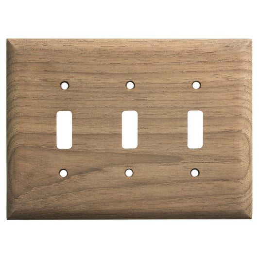 WHITECAP TEAK 3-TOGGLE SWITCH/RECEPTACLE COVER PLATE