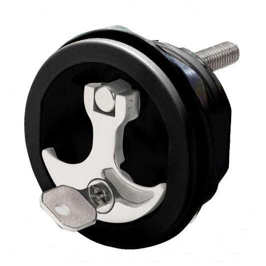 WHITECAP COMPRESSION HANDLE CP ZAMAC/BLACK NYLON LOCKING FRESH WATER USE ONLY
