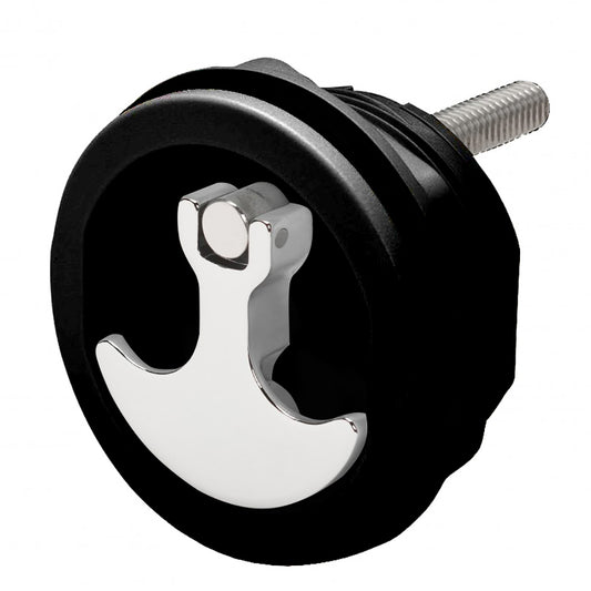 WHITECAP COMPRESSION HANDLE CP ZAMAC/BLACK NYLON NO LOCK FRESH WATER USE ONLY