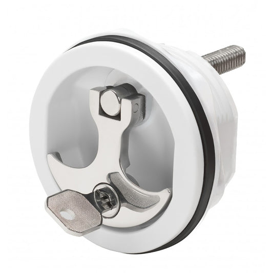 WHITECAP COMPRESSION HANDLE CP ZAMAC/WHITE NYLON LOCKING FRESH WATER USE ONLY