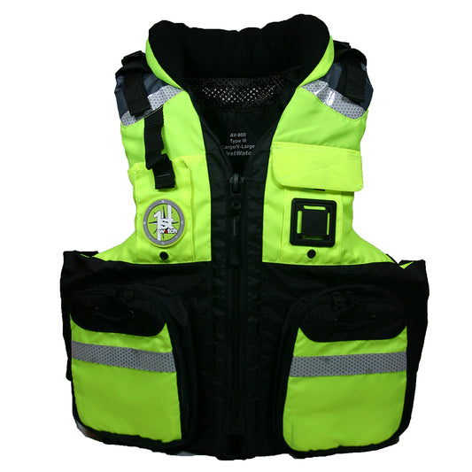 FIRST WATCH AV-800 FOUR POCKET FLOTATION VEST - HI-VIS YELLOW - SMALL TO MEDIUM