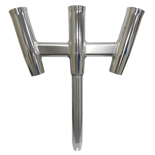 TIGRESS GS TRIDENT ROD HOLDER - STRAIGHT BUTT - POLISHED ALUMUNIM