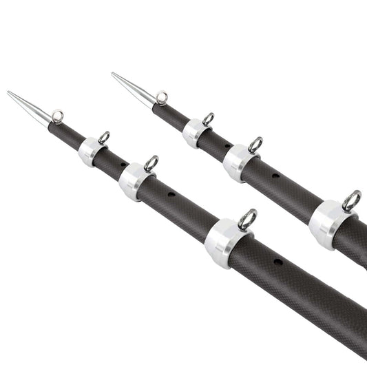 TIGRESS XD 3K CARBON FIBER TELESCOPING OUTRIGGER POLES - 18 FEET - MATTE BLACK/ SILVER - PAIR