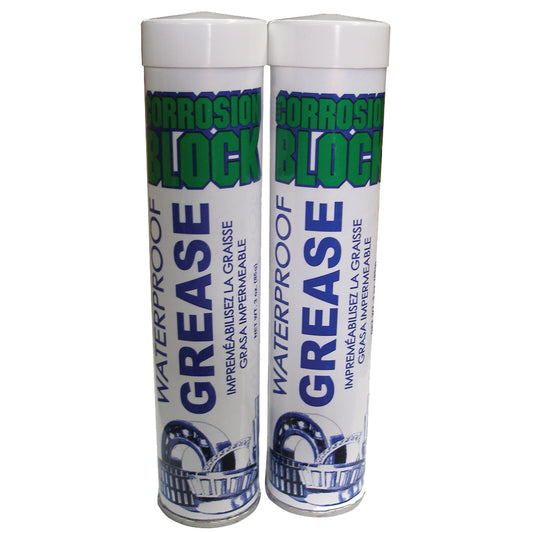 CORROSION BLOCK HIGH PERFORMANCE WATERPROOF GREASE - (2) 3OZ CARTRIDGES - NON-HAZMAT, NON-FLAMMABLE &AMP; NON-TOXIC