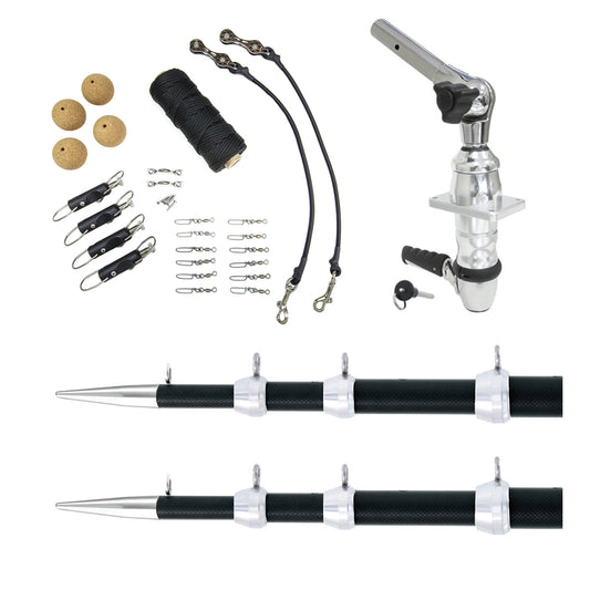 TIGRESS XD TOP MOUNT SYSTEM - 18&#39; CARBON FIBER BLACK/SILVER ULTIMATE RIGGING KIT