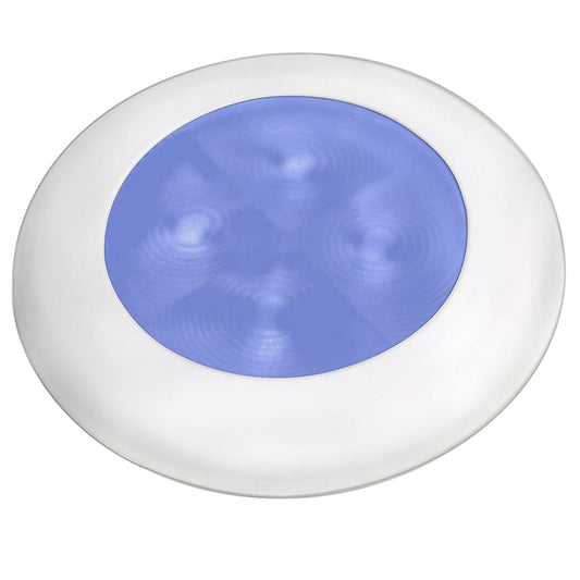 HELLA MARINE BLUE LED ROUND COURTESY LAMP - WHITE BEZEL - 24V