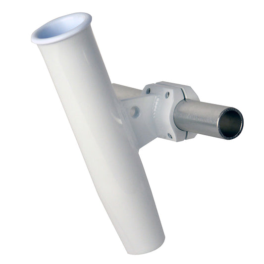 C. E. SMITH ALUMINUM HORIZONTAL CLAMP-ON ROD HOLDER 1-5/16" OD WHITE - POWDERCOAT W/SLEEVE
