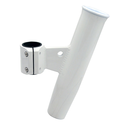 C.E. SMITH ALUMINUM VERTICAL CLAMP-ON ROD HOLDER 1-2/3" OD WHITE POWDERCOAT W/SLEEVE