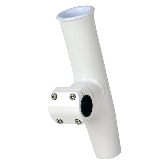 C.E. SMITH ADJUSTABLE MID MOUNT ROD HOLDER - 1-1/4" OR 1-5/16" OD - WHITE POWDER COAT ALUMINUM W/SLEEVE &AMP; HEX KEY