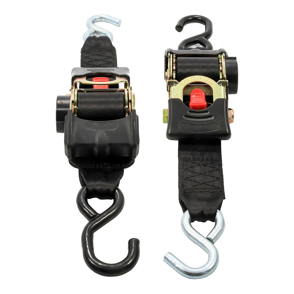 CAMCO RETRACTABLE TIE DOWN STRAPS - 2" WIDTH 6&#39; DUAL HOOKS