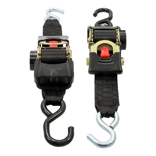 CAMCO RETRACTABLE TIE DOWN STRAPS - 2" WIDTH 6&#39; DUAL HOOKS
