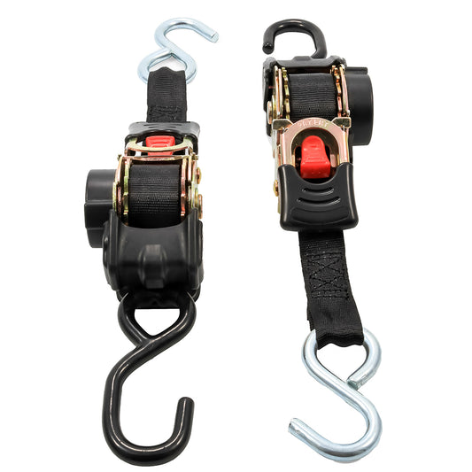 CAMCO RETRACTABLE TIE-DOWN STRAPS - 1" WIDTH 6&#39; DUAL HOOKS