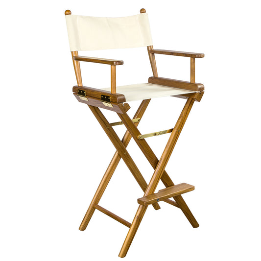 WHITECAP CAPTAIN&#39;S CHAIR W/NATURAL SEAT COVERS - TEAK
