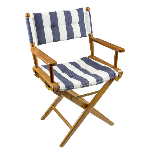 WHITECAP DIRECTOR&#39;S CHAIR W/NAVY &AMP; WHITE CUSHION - TEAK