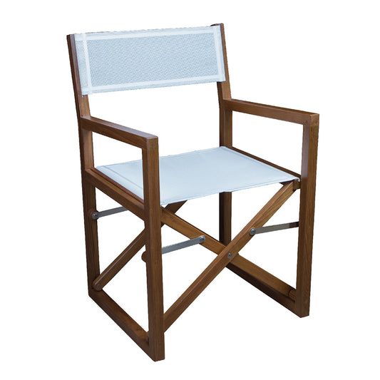 WHITECAP DIRECTOR&#39;S CHAIR W/WHITE BATYLINE FABRIC - TEAK