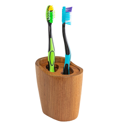 WHITECAP OVAL TOOTHBRUSH HOLDER (OILED) - TEAK