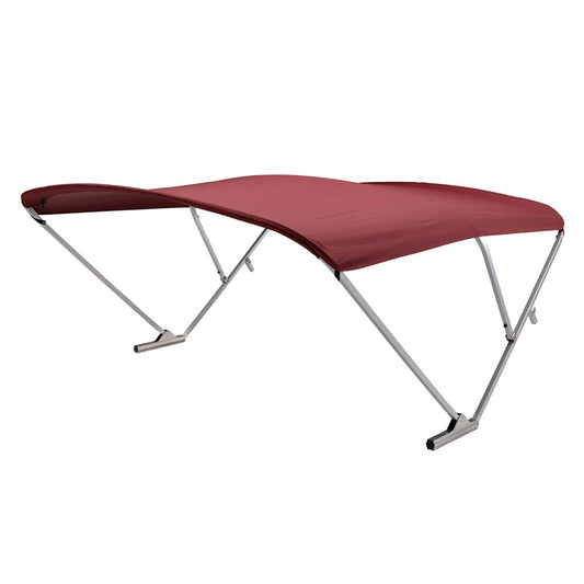 SURESHADE POWER BIMINI - CLEAR ANODIZED FRAME - BURGANDY FABRIC