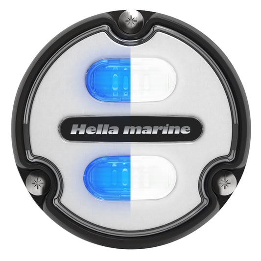 HELLA MARINE APELO A1 BLUE WHITE UNDERWATER LIGHT - 1800 LUMENS - BLACK HOUSING - WHITE LENS