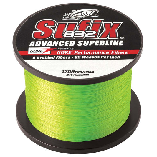 SUFIX 832&REG; ADVANCED SUPERLINE&REG; BRAID - 6LB - NEON LIME - 1200 YDS