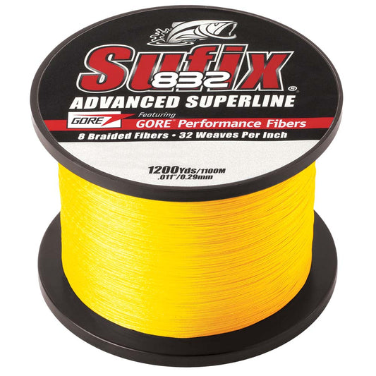 SUFIX 832&REG; ADVANCED SUPERLINE&REG; BRAID - 6LB - HI-VIS YELLOW - 1200 YDS