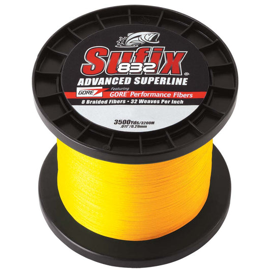SUFIX 832&REG; ADVANCED SUPERLINE&REG; BRAID - 6LB - HI-VIS YELLOW - 3500 YDS