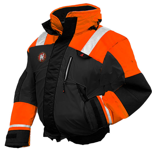 FIRST WATCH AB-1100 FLOTATION BOMBER JACKET - HI-VIS ORANGE/BLACK - LARGE