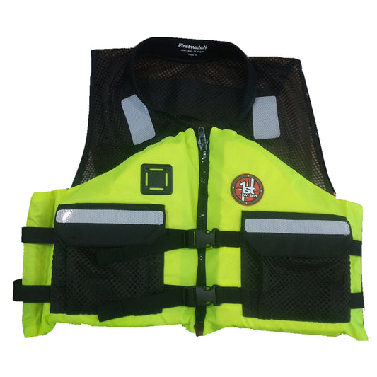 FIRST WATCH AV-5001 CREW VEST - HI-VIS YELLOW - SMALL TO MEDIUM