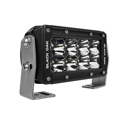 BLACK OAK PRO SERIES 3.0 DOUBLE ROW 4" LED LIGHT BAR - FLOOD OPTICS - BLACK HOUSING