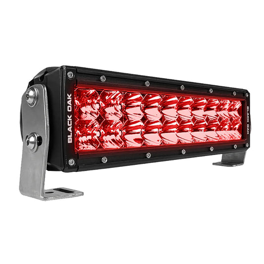 BLACK OAK 10" RED LED PREDATOR HUNTING LIGHT BAR - COMBO OPTICS - BLACK HOUSING - PRO SERIES 3.0