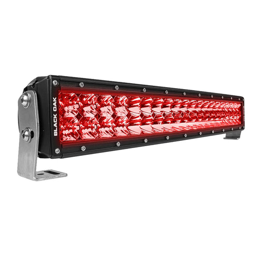 BLACK OAK 20" CURVED DOUBLE ROW RED LED PREDATOR HUNTING LIGHT BAR - COMBO OPTICS - BLACK HOUSING - PRO SERIES 3.0