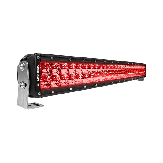 BLACK OAK 30" CURVED DOUBLE ROW RED LED PREDATOR HUNTING LIGHT BAR - COMBO OPTICS - BLACK HOUSING - PRO SERIES 3.0