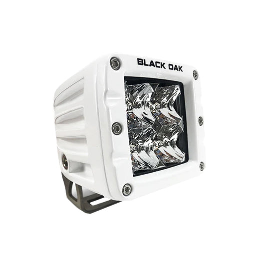 BLACK OAK 2" MARINE LED POD LIGHT - FLOOD OPTICS - WHITE HOUSING - PRO SERIES 3.0