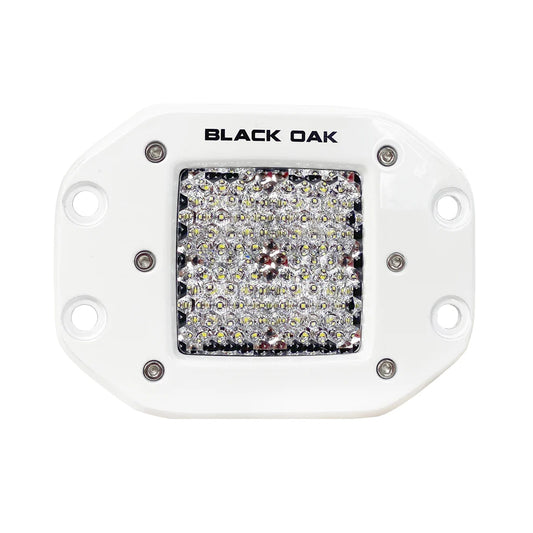 BLACK OAK 2" MARINE FLUSH MOUNT LED POD LIGHT - DIFFUSED OPTICS - WHITE HOUSING - PRO SERIES 3.0