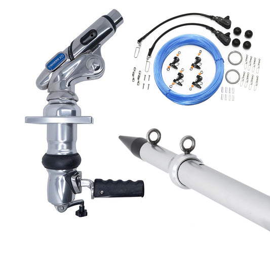 TIGRESS XD CRANK TOP MOUNT SYSTEM - 18&#39; - SILVER OUTRIGGERS PRO SERIES DOUBLE RIGGING KIT