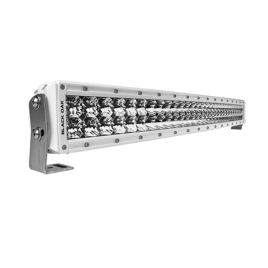 BLACK OAK 30" MARINE CURVED DOUBLE ROW LED LIGHT BAR - SPOT OPTICS - WHITE HOUSING - PRO SERIES 3.0