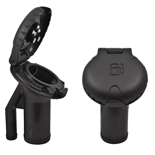 ATTWOOD DECK FILL F/PRESSURE RELIEF SYSTEMS - ANGLED BODY &AMP; SCALLOPED BLACK PLASTIC CAP