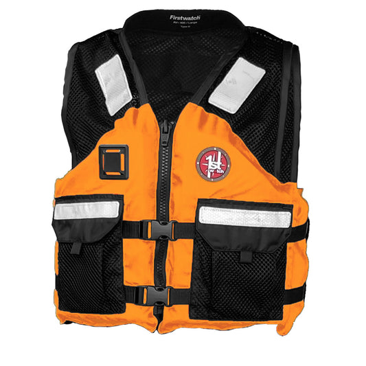 FIRST WATCH AV-5001 MESH CREW VEST HI-VIS - ORANGE/BLACK - S/M