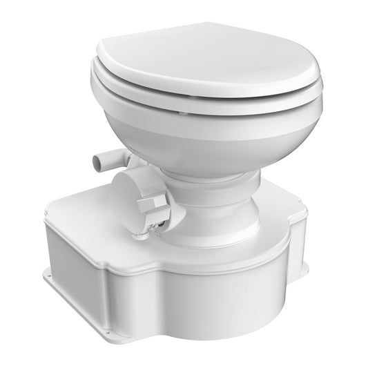 DOMETIC WHITE M65 MARINE GRAVITY TOILET - ELONGATED SEAT SIZE W/FOOT PEDAL